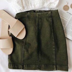 Free People Olive Denim Skirt - Size 4 Like New!